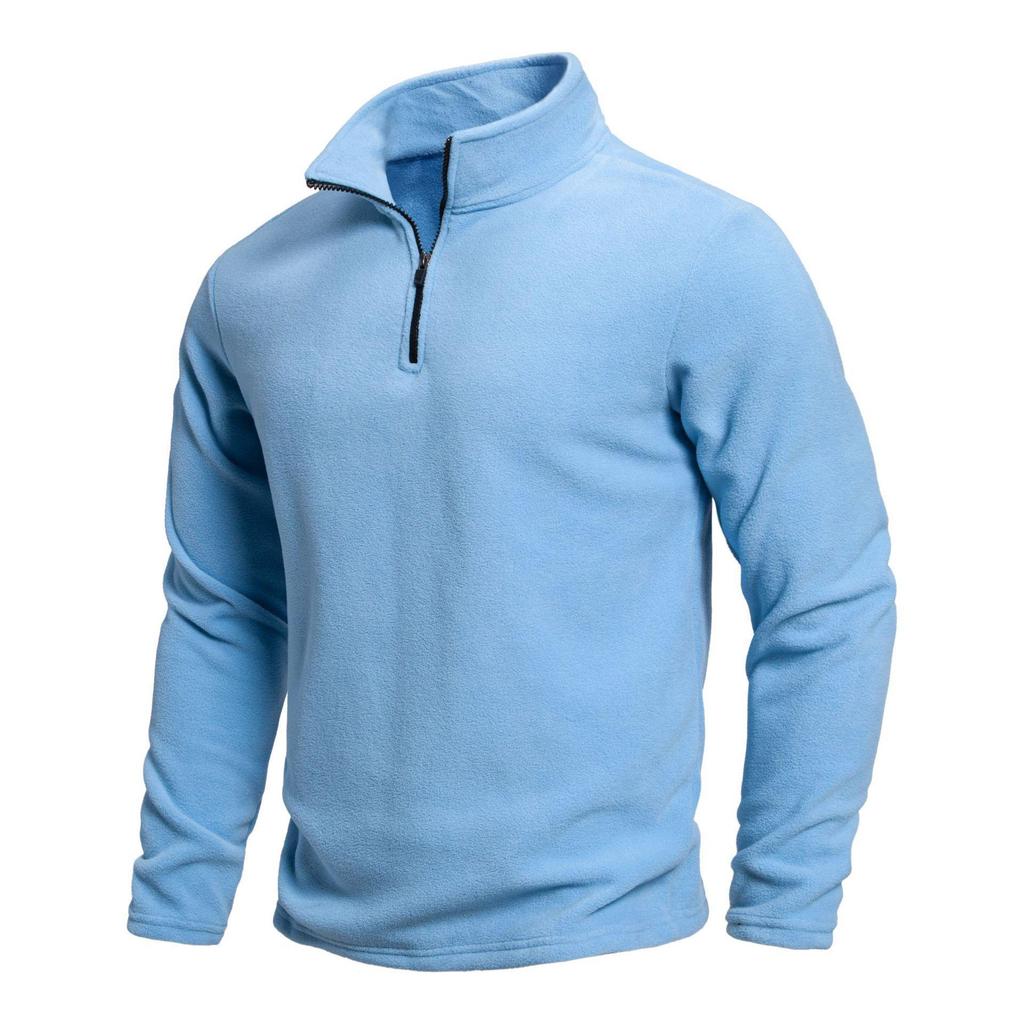 Men's Stand-Up Collar Half-Zip Fleece Sweatshirt: Trendy Autumn/Winter Long-Sleeve Top