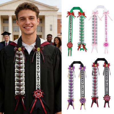 2026 Graduation Money Lei with 11 Cash Holder Double Braided Grad Ribbon Leis Graduation Gifts for Class of 2026 High School College Party Supplies