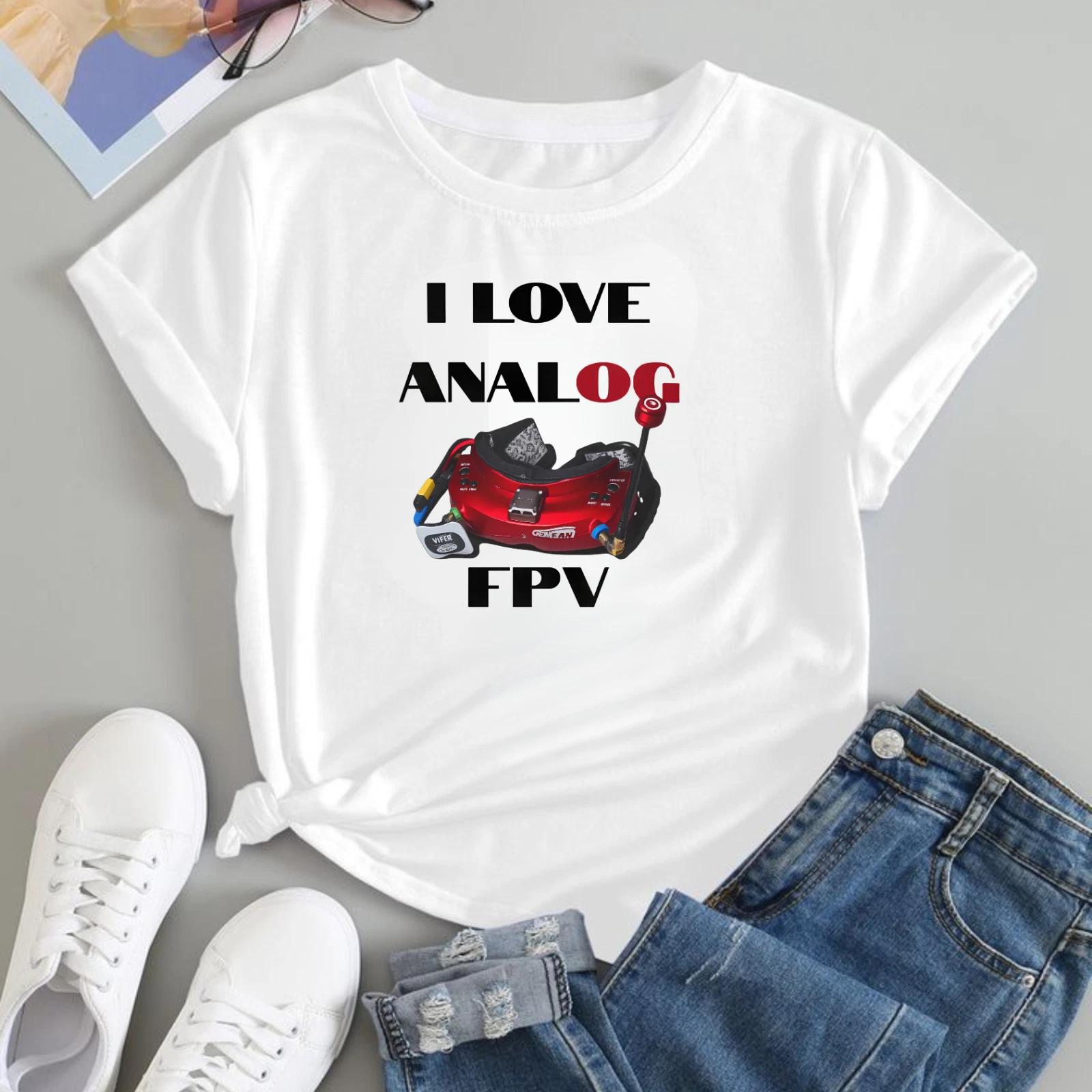 Funny Graphic T-shirt I Love Analog FPV Drone Racing Pilot Quadcopter Unisex Tee 2XL