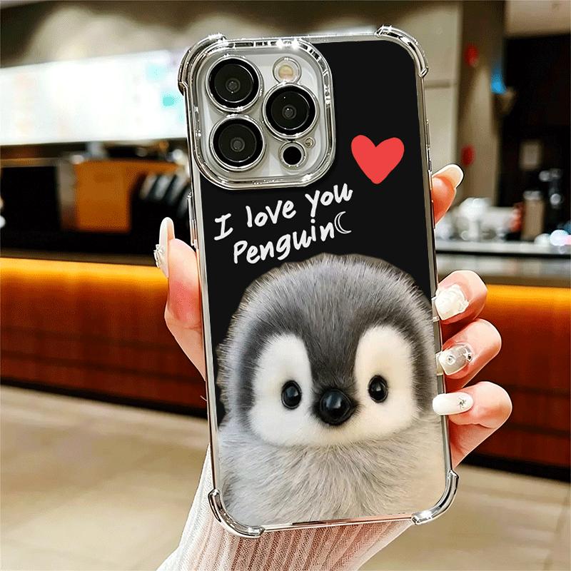 Penguins Love At The North Pole Soft Phone Case For iPhone 15 16 17 Air 14 Pro Max 16E Plus 13 12 Mini Plating Anti-Fall Fundas