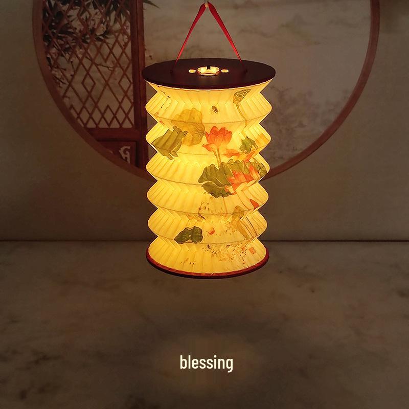 Festive Handheld Luminous Projection Flower Lantern - Foldable Paper Lantern for Mid-Autumn Festival & New Year
