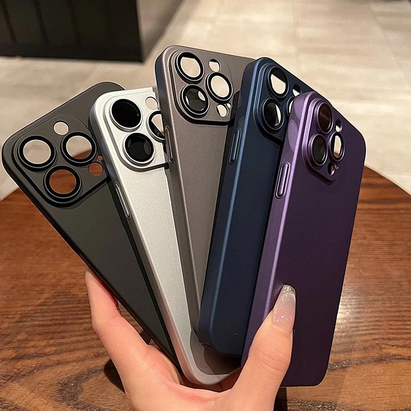 Luxury Original Matte Armor Rugged Phone Case For iPhone 17 16 15 14 13 12 11 17 Pro Max Plus Slim Camera Glass Protection Cover