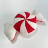 Red & Candy Cane Plush Pillow - Soft Fluffy with Red & Striped Design, All-Season Decorative Throw for Christmas, Thanksgiving