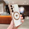 Suitable for Samsung S25ULTRA Magnetic Plating Love Mobile Phone Case S23 Silicone All Inclusive S24 Protective Case