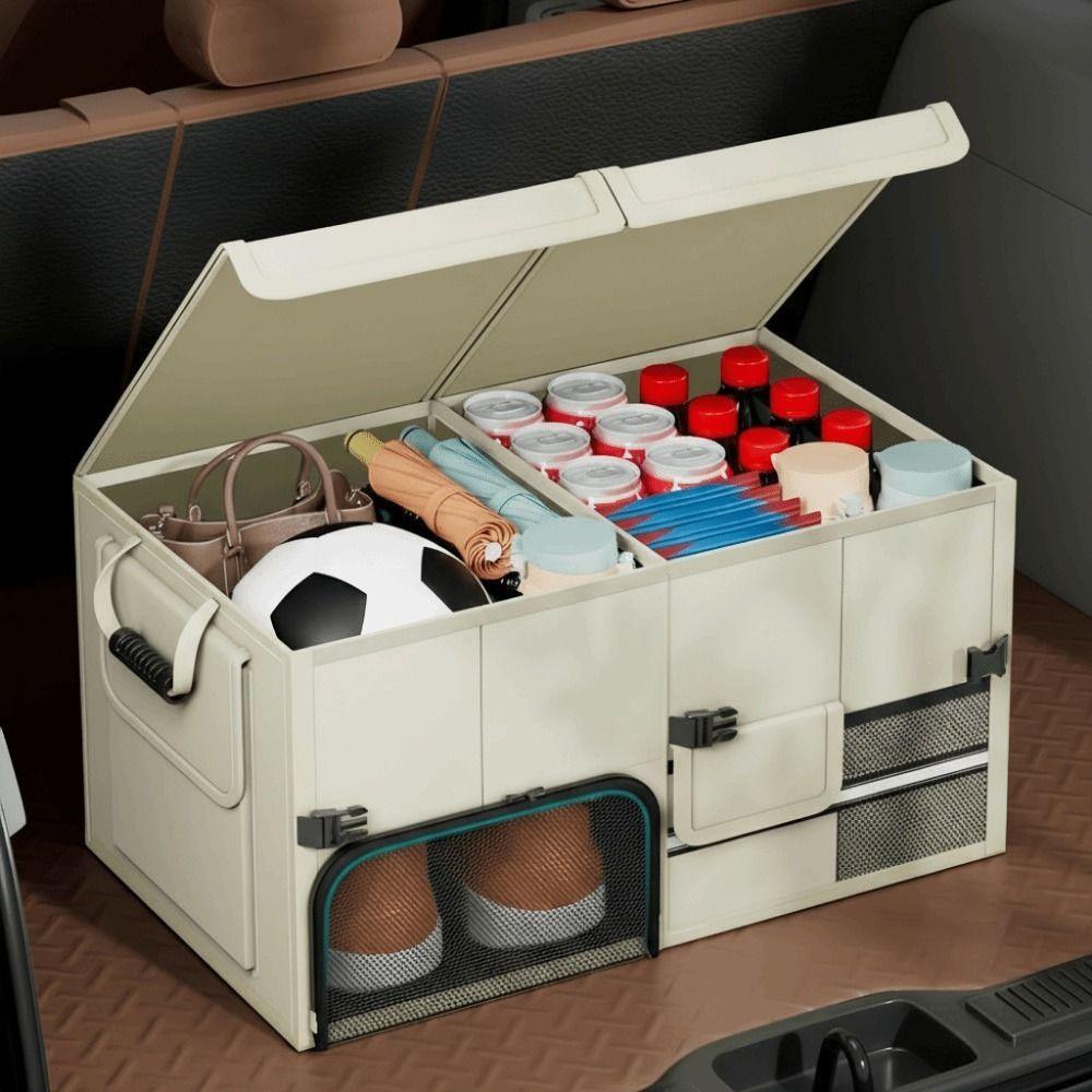 60L Trunk Storage Box Large Capacity Car Trunk Organizer Camping Car Storage Box  Camping