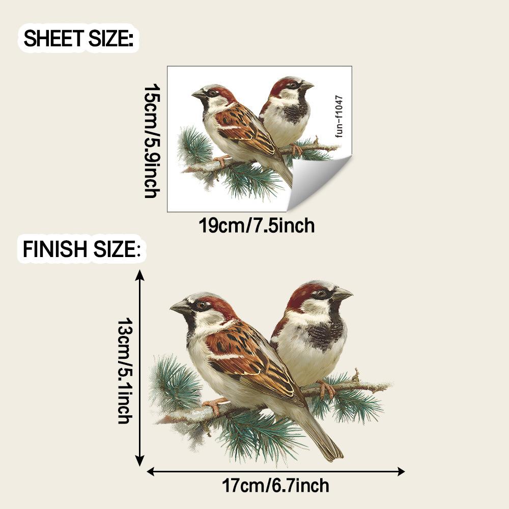 

Расписанные сосновые ветки с воробьями в качестве украшений на фоновой стене наклеек для украшения дома