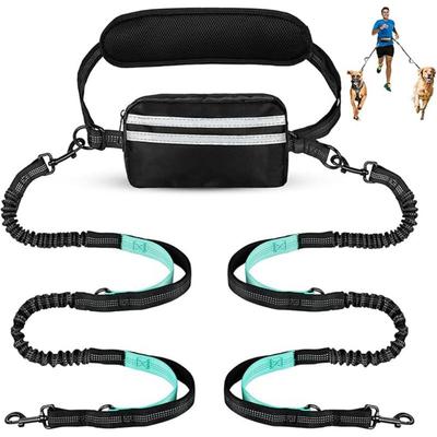Freihändige Doppelhundeleine mit Tasche für mittelgroße und große Hunde - Crossbody- und Hüftleine für den Hundespaziergang - Kein Ziehen, Frei