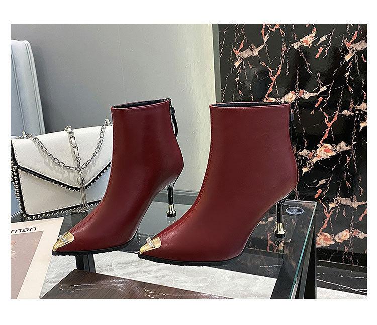 Cowhide 2025 Winter New Short Boots Women's Anti-kick Internet Celebrity High-heeled Fashion Boots Thin Heel Pointed Rhinestone Martin Boots