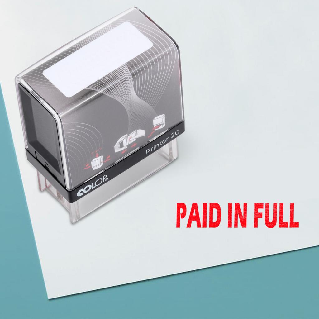 PAID IN FULL Self Inking Rubber Stamp Small Black Ink Office Stock Stamp Colop
