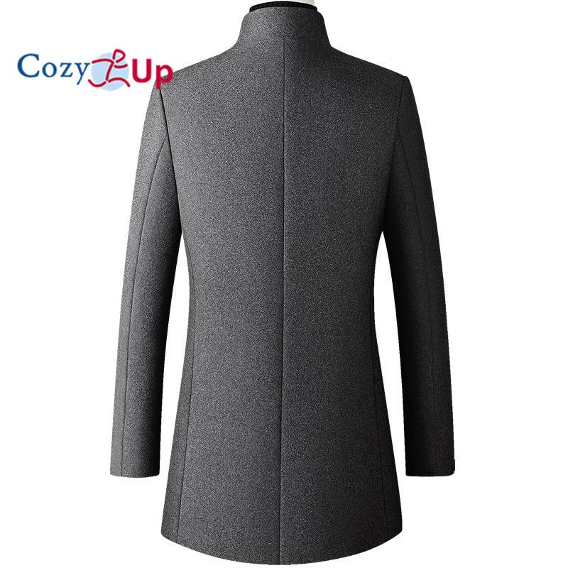 Cozy Up Men's Cashmere Blend Single Breasted Classic Coat with Stand Collar