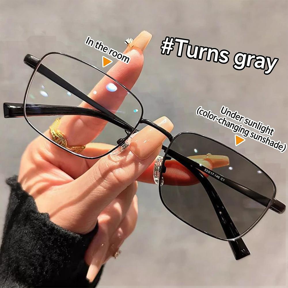 Color Changing Anti Blue Light Glasses Photochromic Glasses Retro Metal Frame Glasses Computer Eyeglasses Chameleon Sunglasses
