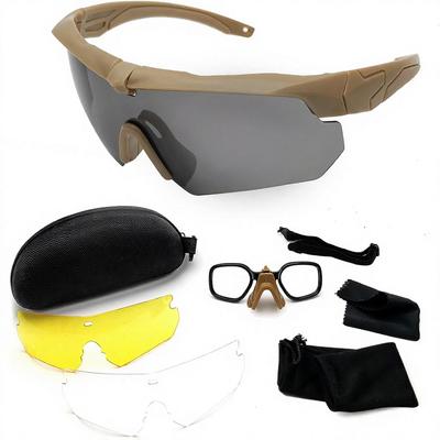 Lunettes Tactiques Importées Lunettes Unisexes d'Extérieur avec Masque à 3 Verres Interchangeables