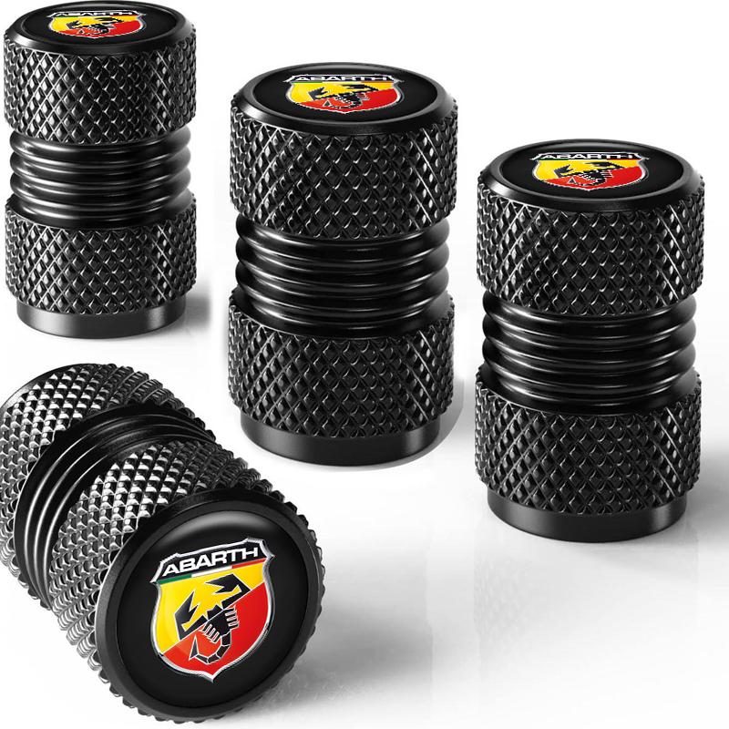 HINLY1 4pcs Car Wheel Tire Valve Caps Tyre Stem Covers Airdust Waterproof For For Fiat Abarth 500 Abarth 124 Abarth 595 Car Accessories