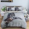 3D Horse Printing Duvet Cover Animal Bedding Set Twin Full Double Queen King Size for Kids Men Black Soft Quilt Cover Pillowcase