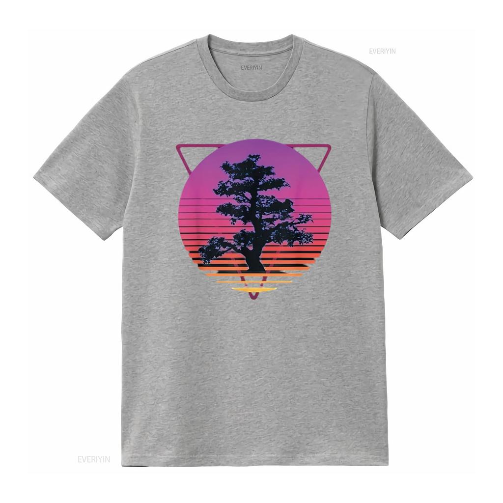 Mens Bonsai Tree Art Japanese Retro Vaporwave Vintage 80s 90s T Shirt White XL vintage Washed Top For Everyday Wear Stretched