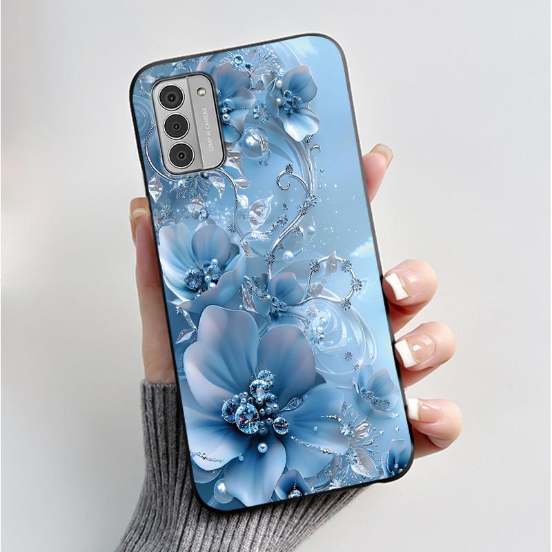 Custodia per Telefono Stampata Per Nokia G42/Nokia G310 5G/Nokia G60 5G/Nokia G100 Cover Guscio Morbido in Silicone Nero Custodie Carine con Fiori e Cartoni Animati