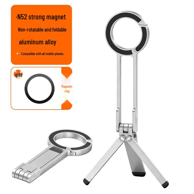 Foldable Magnetic Phone Holder & Tripod with Aluminum Carabiner for Live Streaming & Travel