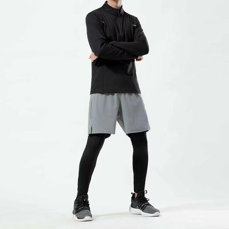 Men's Quick-Dry Stretch Basketball Training Pants - Fake Two-Piece, Lightweight, for Running & Fitness (Spring, Summer, Autumn)