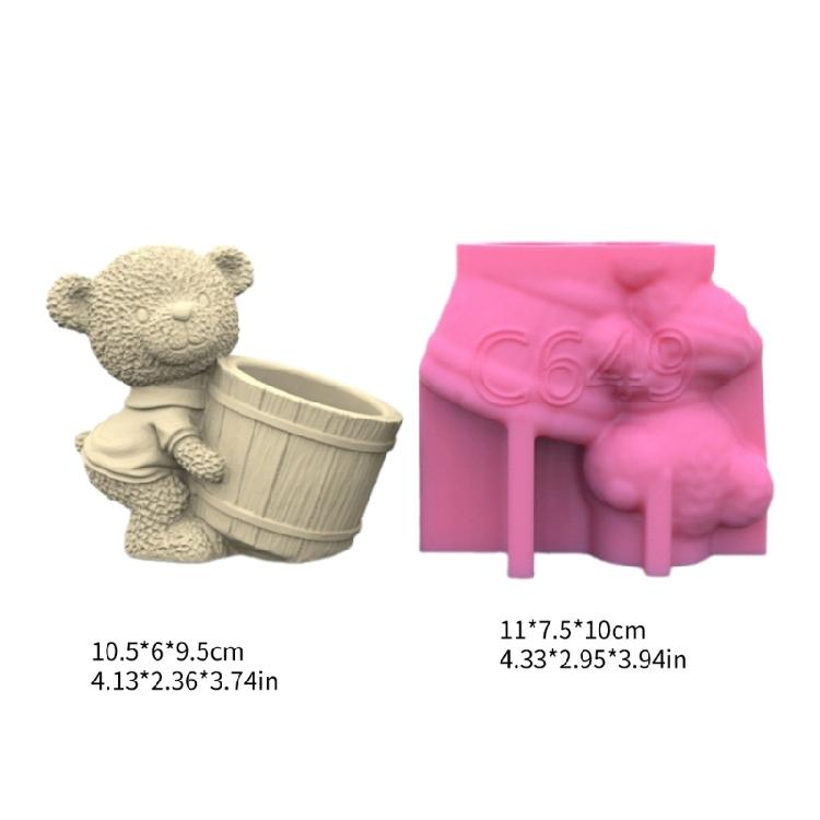 Bear Flowerpot Silicone Molds Plaster Concrete Storage Jar Making Molds Decors