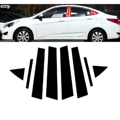 8 ks Leštěné sloupky pro Hyundai Accent Solaris Sedan 2011 2012 2013 2014 -2018 Samolepky na lišty dveřních oken