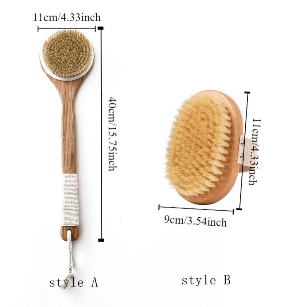 Soft Hair Swine Bristle Bath Brush Portable Shower Brush New Bamboo Bath Brush