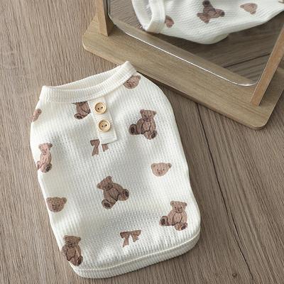 Ropa para cachorros de verano con cuello redondo y estampado de oso, camiseta de manga corta para cachorros, patas transpirables, accesorios para perros