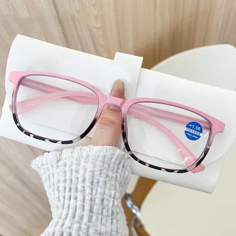 

Men S Women S Fashionable Square Anti-Blue Light Presbyopia Glasses Ultra-Light Retro Two-Color Frames Presbyopia Glasses +3.5