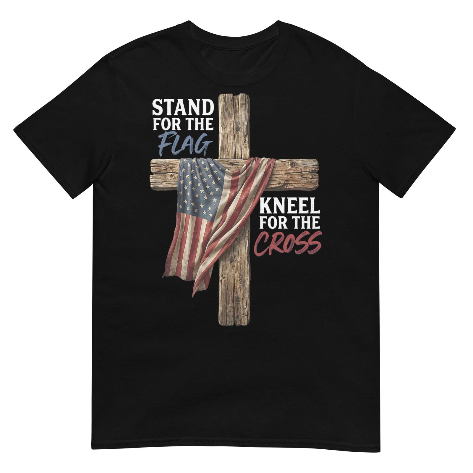 Stand for The Flag Kneel for The Cross American Flag T-Shirt 3XL