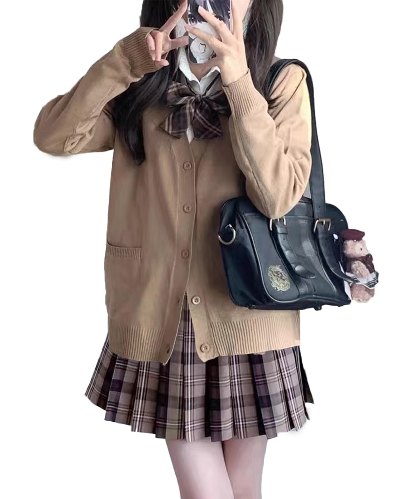 

Косплей Школьная форма Комплект JK Однотонная верхняя одежда Хэллоуин Костюм Наряд Для фотосессии Коричневый S [KALAOK]