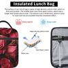 Red Rose Floral Design Insulated Lunch Bag for Women Kids Leakproof Food Boxes Thermal Lunch Box Tote