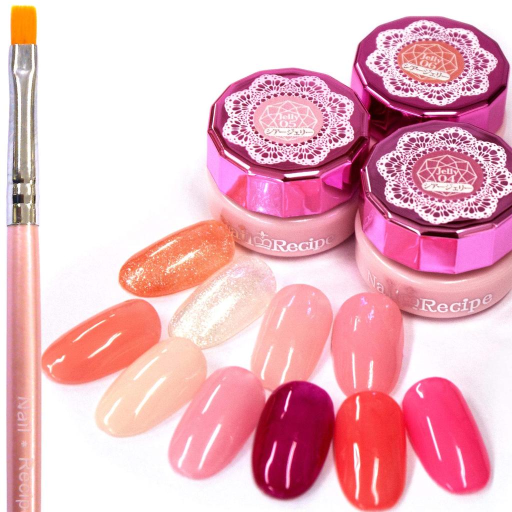 Nail Recipe Color Gel Nail Polish Set Sheer 10 (UV/LED Compatible, Soak-off Type, Self-nail Application, Jelly, Colors)