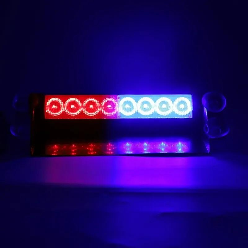 12V Truck Strobe Warning Light: 1PC 8LED Universal, Red Blue Flashing, Emergency Grill Police Lamp
