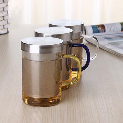 Elegante Tasse aus Borosilikatglas, einlagig, mit Edelstahlfilter, transparent, hochtemperaturbeständig, Blumentee-Tasse für Zuhause und Büro