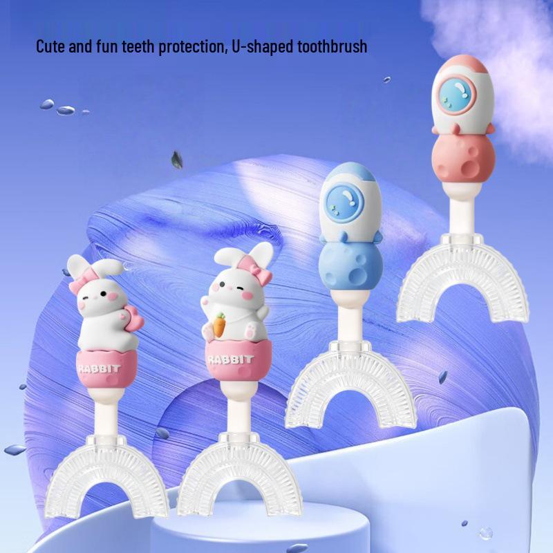 Children’s U-Shaped Toothbrush: Soft Bristle, Non-Slip Cartoon Handle for Ages 1-12