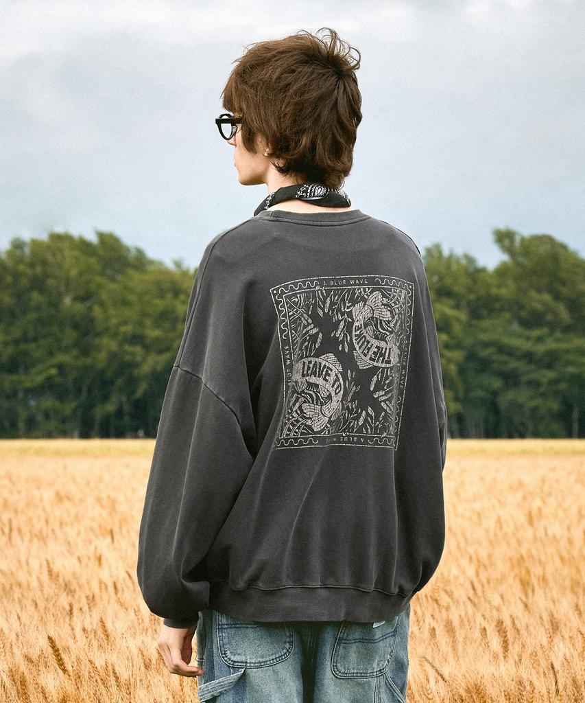 Peullukeu Blue Wave Pigment Sweatshirt Dark Gray Fmt757