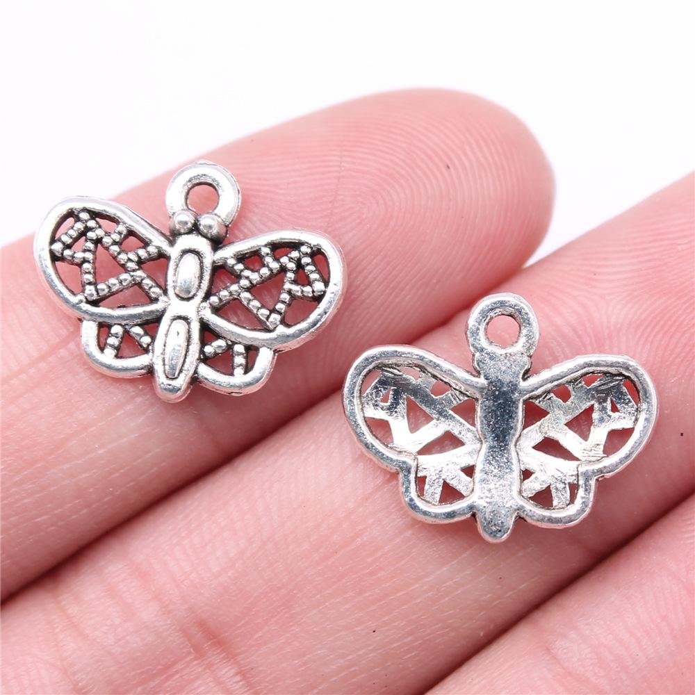 20 Stück Anhänger Schmetterling Antiksilber Farbe Anhänger DIY Basteln Herstellungszubehör Handgemachter Tibetischer Schmuck