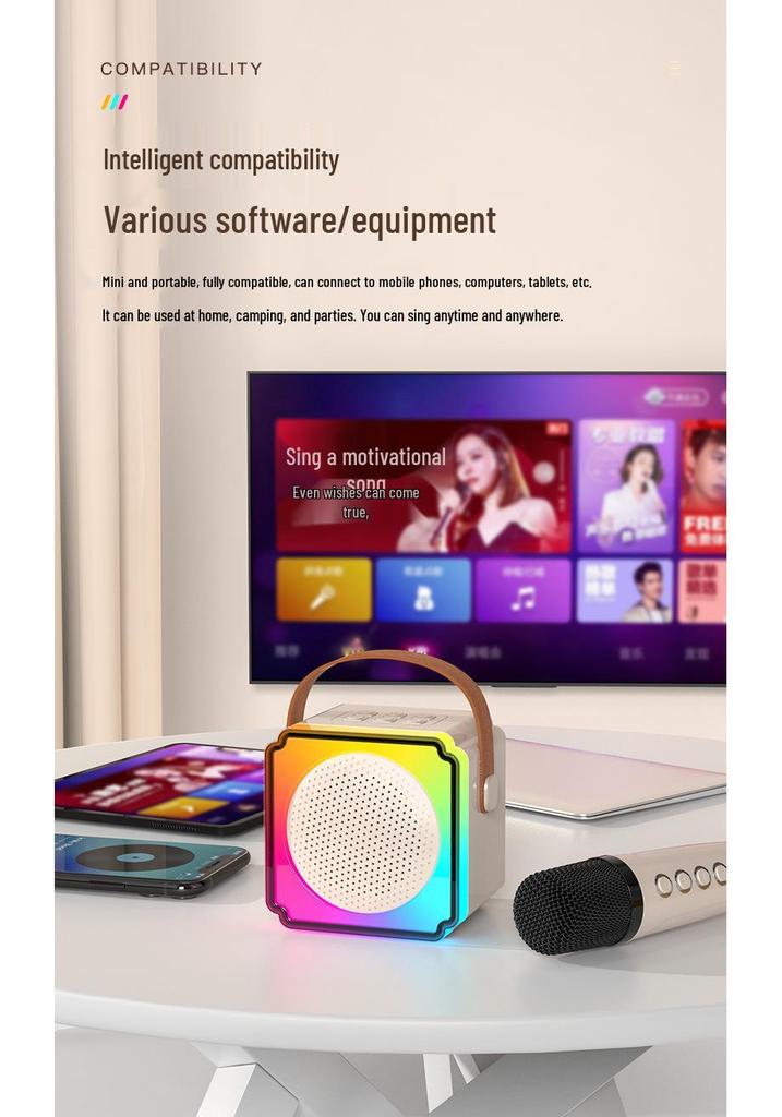 Private Mold P8 Bluetooth Wireless KTV Speaker & Kids' Microphone All-in-One for Home and Outdoor Use