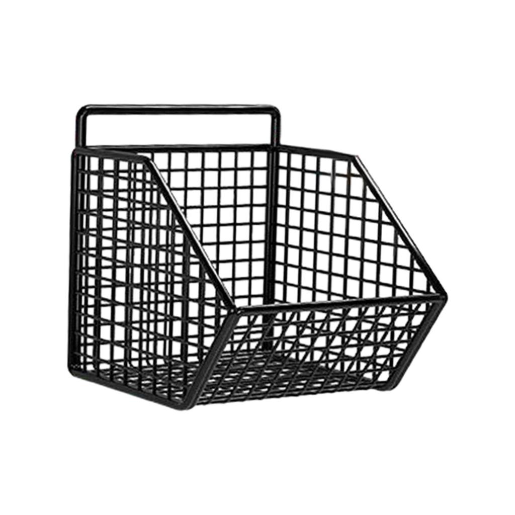 Grid Storage Baskets, Metal Wire Basket Wall Mount, Hanging Kitchen Baskets for