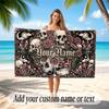 Skull Gothic Theme Beach Towel Personalized Custom Name & Text Soft Quick Dry Beach Towel for Swimming Travel