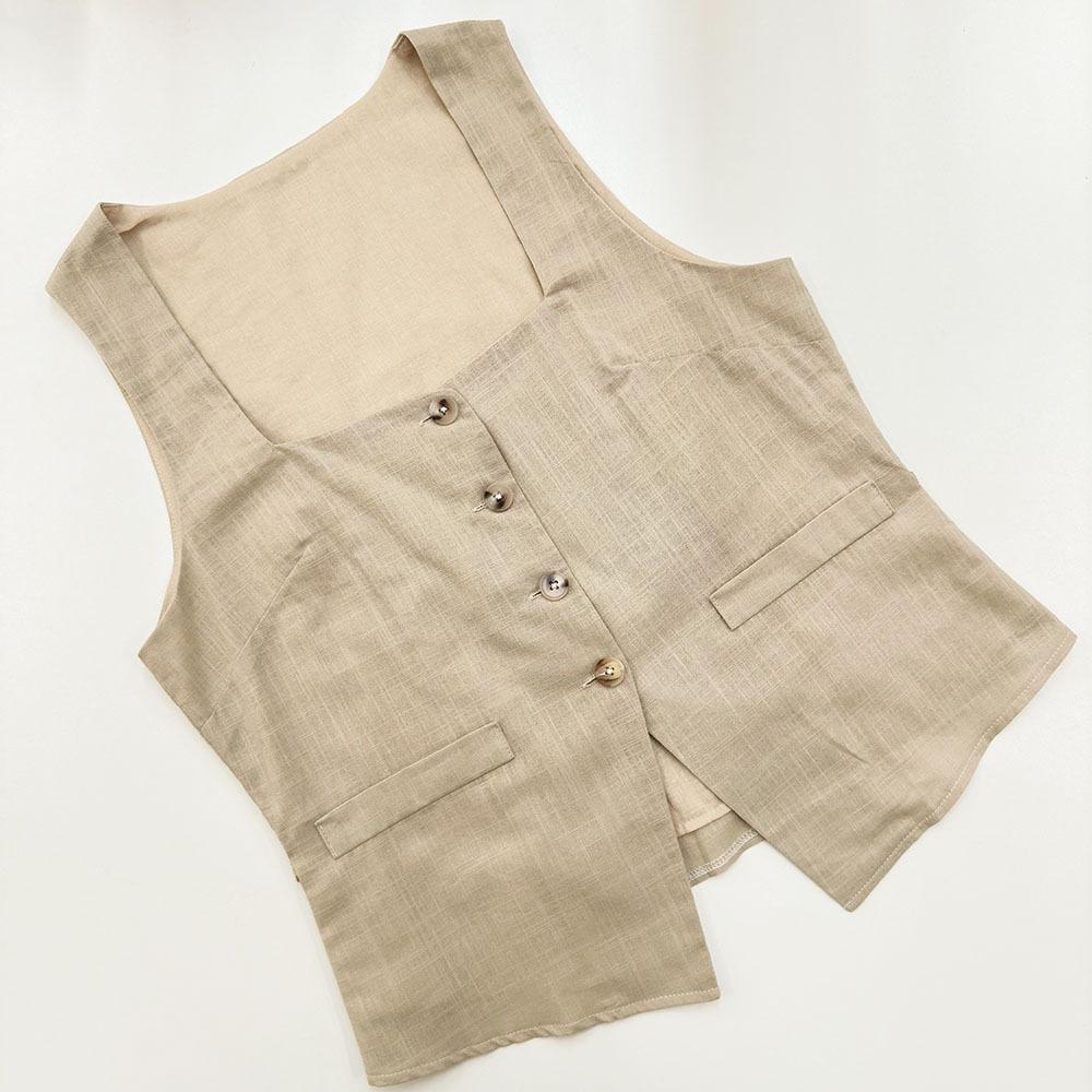 High-end New Style Vest Set All Cotton Square Neck Sleeveless Vest Top Long Pants Two-piece Set Women's Clothing