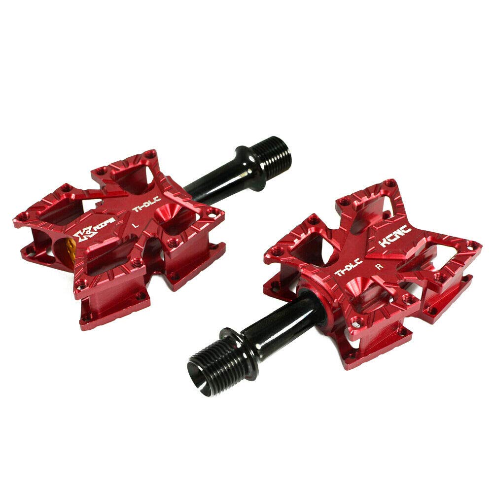 KCNC KNIFE Titanium Spindle Road Platform SK2173 Pedals, Red, KPED01-TI-R,