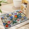 Visual 3D Floral Floor Mat Bathroom Sink Bathtub Side Absorbent Anti Slip Dirt Resistant Rug Entrance Carpet Home Decoration