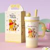 Large Capacity Cartoon Animal Mug with Lid Straw Cup Gift Box Water Cup High Value Portable Box Set Gift