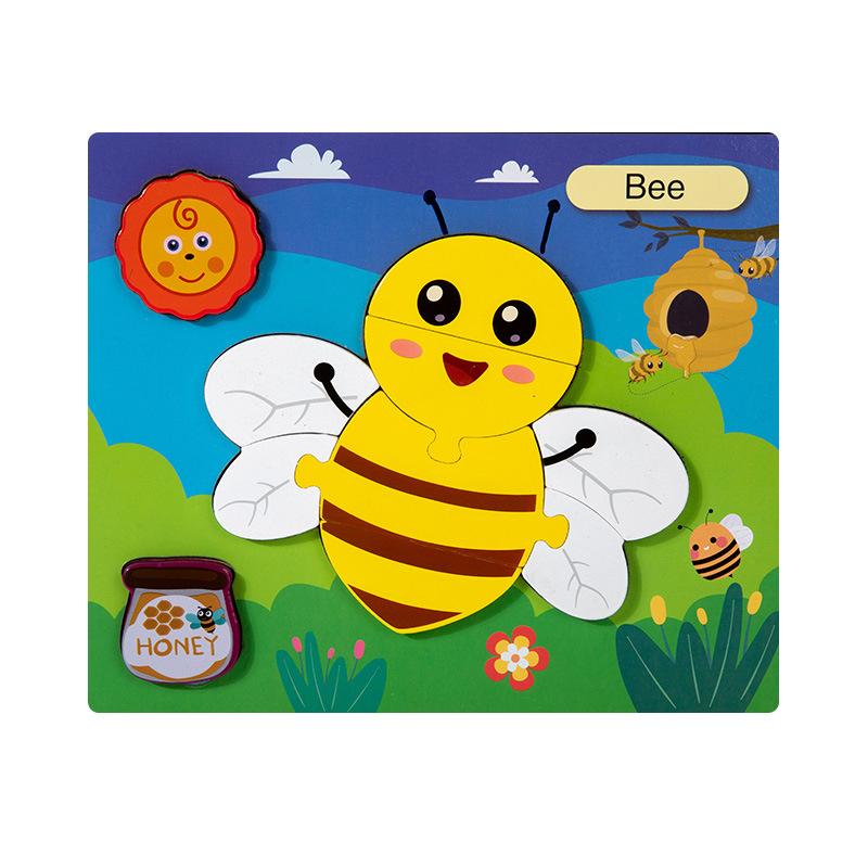 Kognitive 3D dreidimensionale Puzzle-Spielzeuge für Kinder 0-3 Jahre, frühpädagogische Lernpuzzle aus Holz