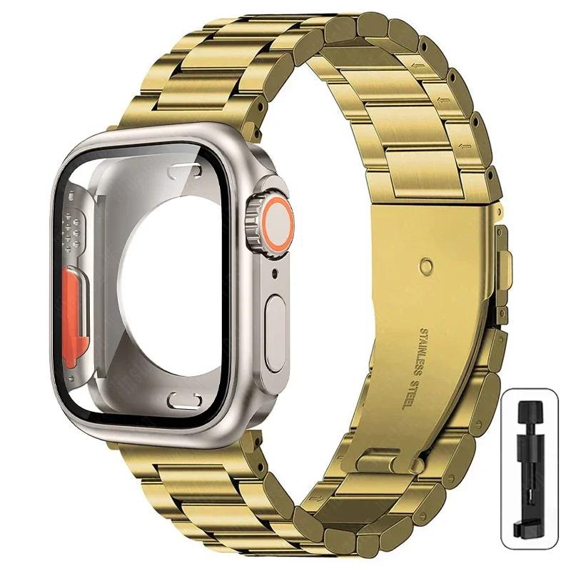 Stainless Steel iWatch Band with Case for Apple Watch band Ultra2 Ultra Series 9 8 7 6 5 4 3 2 1 SE bracelet 42mm 44mm 45mm 49mm