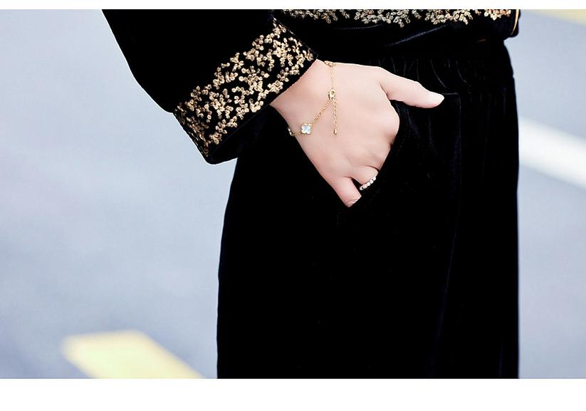 Spring Collection: Embroidered Velvet Two-Piece Suit for Mothers - Jacket & Elastic Waist Pants