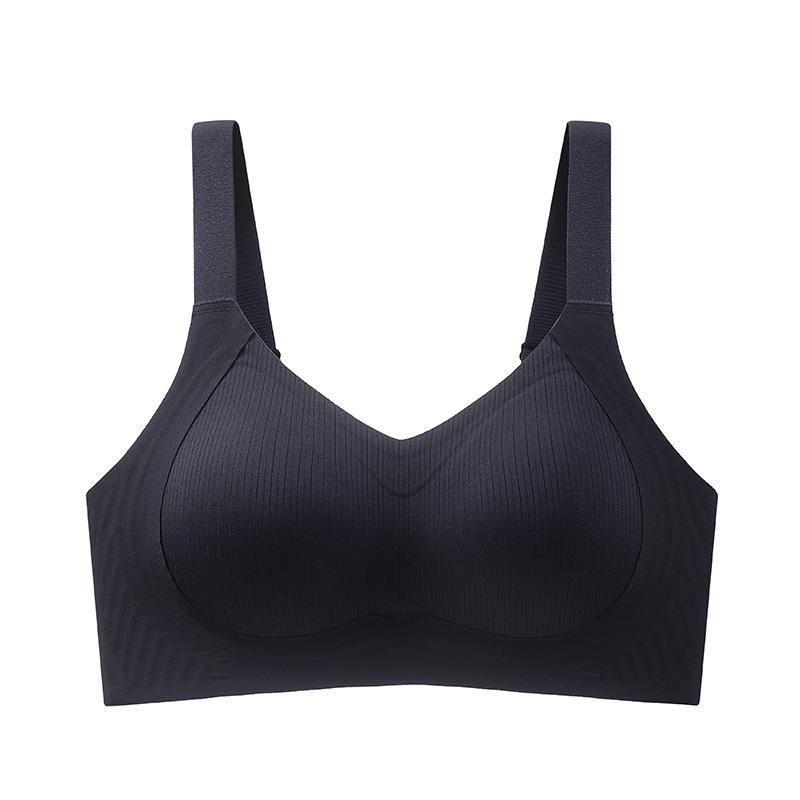 

New seamless women s big breasts, jelly glue, sub-breasts, anti-sagging sports comfortable bra cover Xxl(recommended 67.5-75kg ) чорний