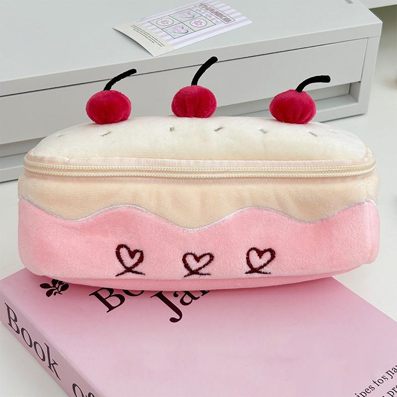 

Large Capacity Plush Cherry Cake Pencil Case School Supplies Pencil Pouch - Cute And Functional Writing Instrument Storage белый