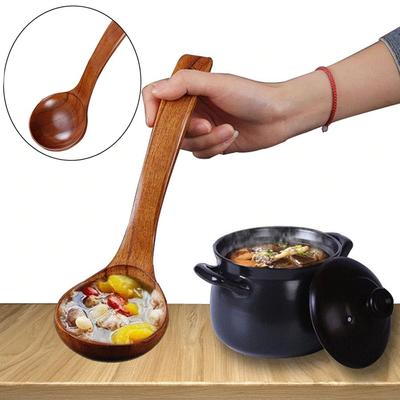 Long Handle Utensils Tableware Rice Kitchen Supplies Wooden Spoon Natural  Soup Scoops