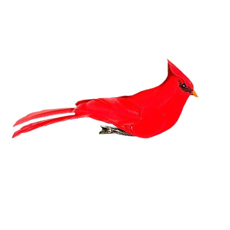 2/4/6Pcs Simulation Feather Birds With Clips For Garden Lawn Tree Decor Handicraft Red Birds Figurines Home Garden Decoration